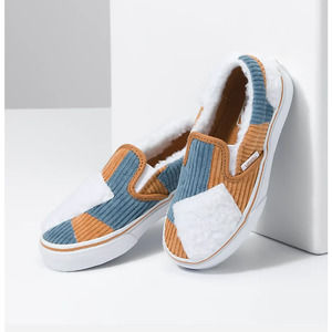 NEW Vans Unisex Youth Classic Slip On Shoe Patchwork Cozy Cord Multi 10.5 UY